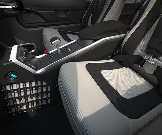 Close-up of car seats and controls